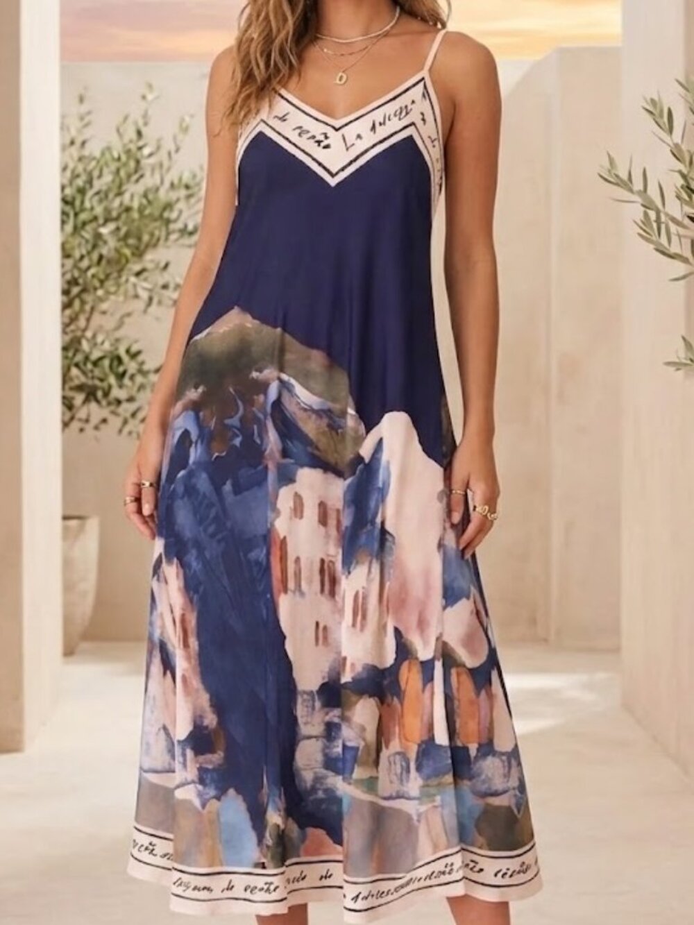 Italian Satin Silk Cami Printed Maxi Dress One Size Small-Large Boutique NWT